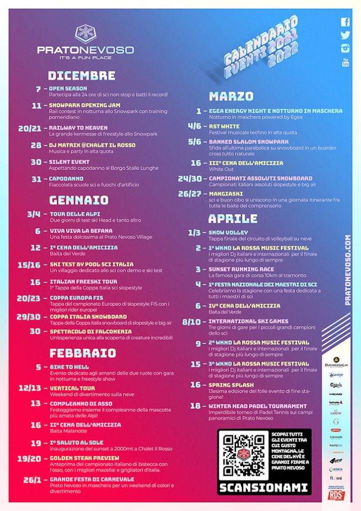 Kalendarz wydarzeń na sezon 202122 w Prato Nevoso